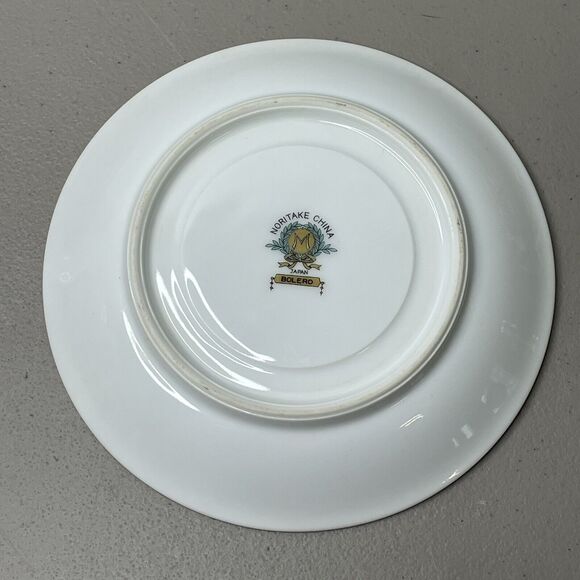 Noritake China‎ Japan BOLERO Green Tan Scrolls Floral Rim Tea Cup Saucer 5-5/8" - Picture 7 of 7